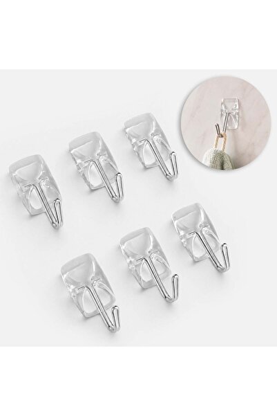OEM Transparent Self-Adhesive Hooks 4.1x2.2cm - 6pcs