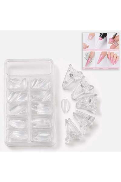 OEM Set of Reusable Almond Forms for Acrygel & 5 Clips - 100pcs