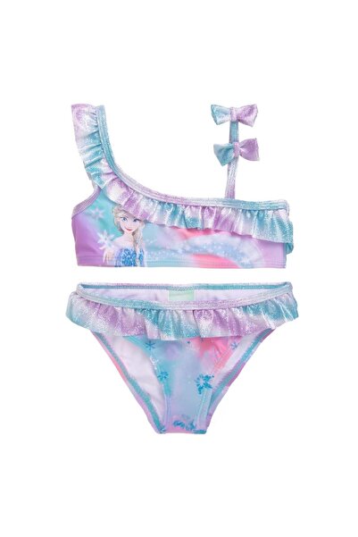 OEM Costum de Baie Albastru Lila Frozen cu Volan si Glitter & 1 Umar cu Fundi...