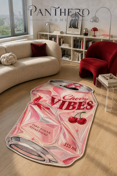 Panthero Home Pembe Kirazlı İçecek Kutusu Desenli Kaymaz Taban Süngerli Yıkan...