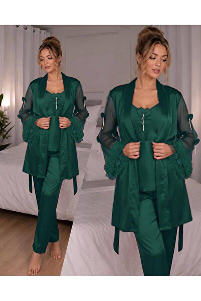 NoaLoungwear Saten 3'lü Gecelik Takım