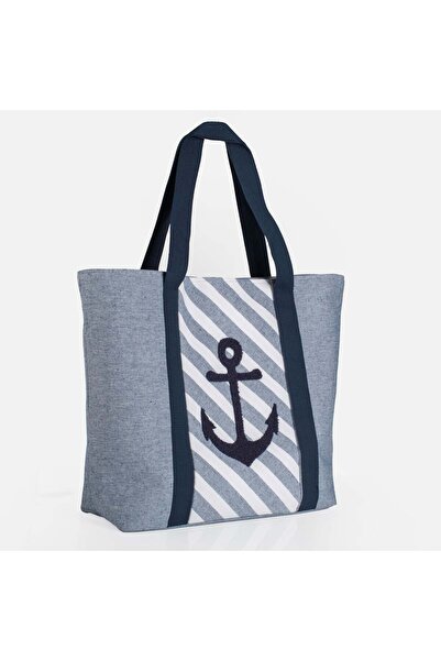 OEM Blue Beach Bag with Patterned 58x15x42cm