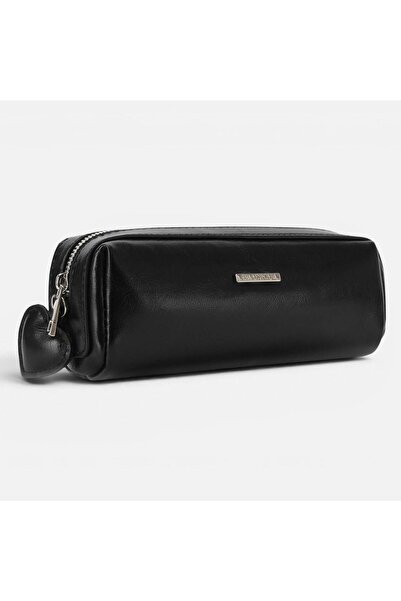 OEM Penar Cilindric Negru din Piele Artificiala cu Inima 20x6x7cm