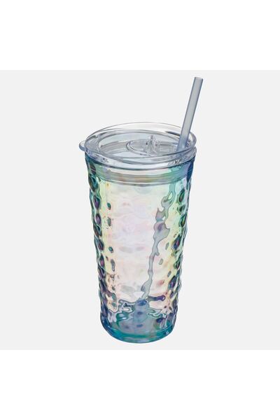 OEM Pahar din plastic cu capac și pai  "Crystal " 650ml