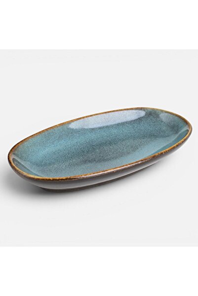 OEM Blue Ceramic Plate for Finger Food 14.5x8.5cm