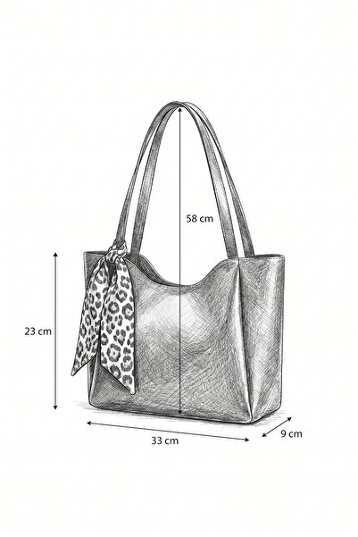 PurpleART Women's Bitter Brown Tote Bag Shopper Shoulder Bag with Scarf Gift 33X23X9Cm