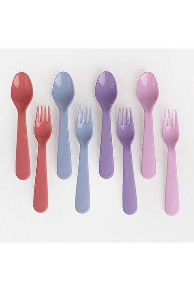 OEM Set Furculite & Linguri de Plastic de Diverse Culori 16cm - 8buc