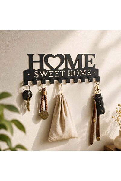 OEM Cuier de Perete Metalic Negru "Home" 10 Carlige 26x9,2cm