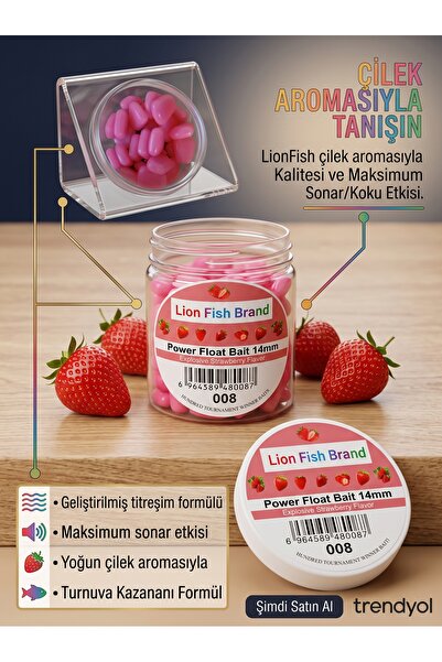 25 Adet Brand Power Float Bait 14 mm Yoğun Çilek Aromalı Yüzen Pop-Up Sazan ve Tatlı Su Yemi