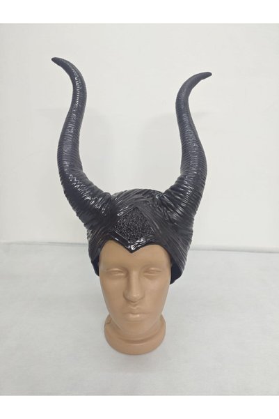 NET MARKET Halloween Malefiz Şapkalı Siyah Boynuz Başlık - Cadılar Bayramı Ko...