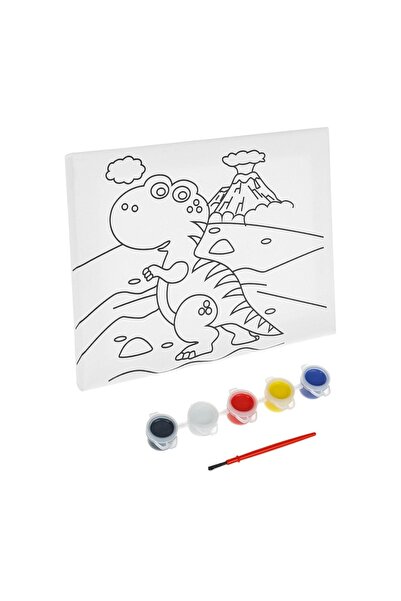 OEM Set pictură pe canvas pentru copii, 20x15cm – dinozauri, canvas