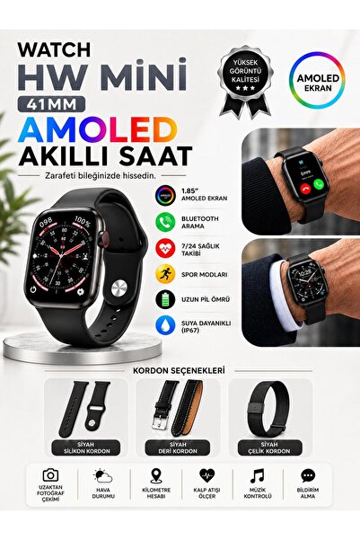 howear HW-MINI Akıllı Saat AMOLED Ekran Bluetooth Arama Kalp Atışı SpO2 Spor ...