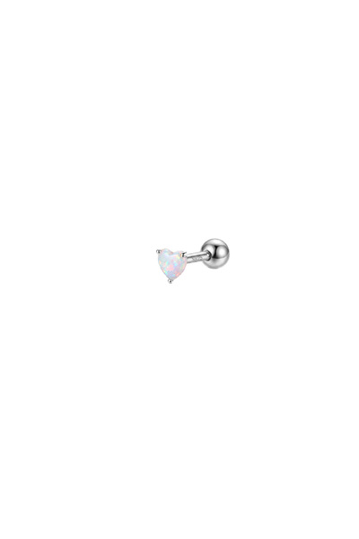 LéO Silver And More 925 Ayar Gümüş Opal Kalp Figürlü Tragus Helix Kıkırdak Pi...