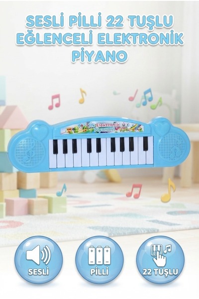 Tıfıl Toys Sesli Pilli 22 Tuşlu Taşınabilir Küçük Elektronik Piyanom Eğitici ...