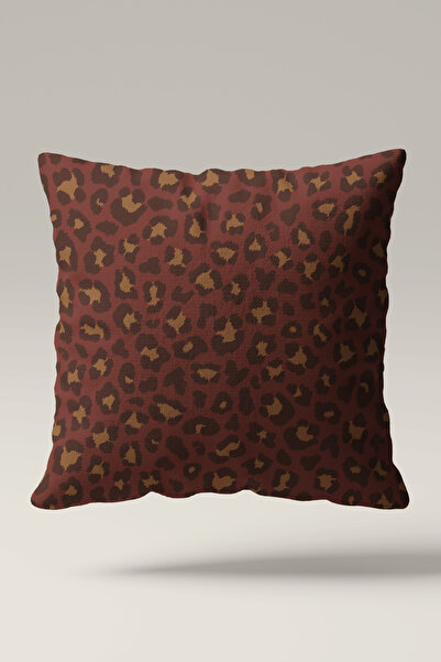Luvis Store Burgundy Leopard Patterned Set of 2 Double-Sided Decorative Throw...