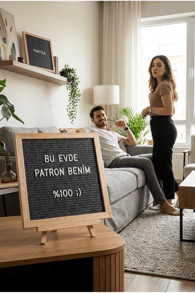Partixa Ahşap Harfli Yazı Panosu 25,5x25,5 cm Premium Gerçek Çam Çerçeve 340 ...