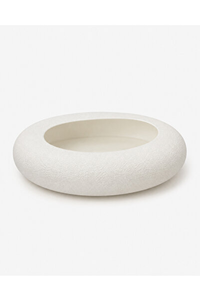 Happyland Saksı Büyük Boy Oval Yassı Kırılmaz Dekoratif Saksı Beyaz 24 × 7 cm...