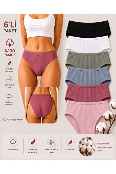 Tutku 6'lı %100 Pamuk Bikini Külot