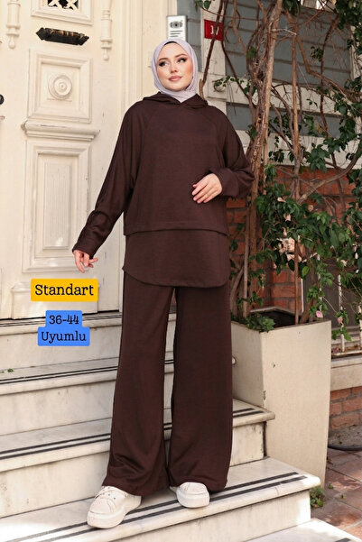 Balenbi Γυναικείο Σετ Oversize με κουκούλα Casual Sports Oysh Modal 1236 Καφέ