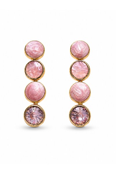 Elmosia Jewelry Vip Gold Dangle Earrings with Pearls and Zircon Stones for Women 4-Piece Stone Look Long Earrings