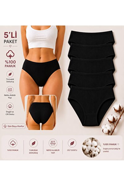 5'li %100 Pamuk Bikini Külot