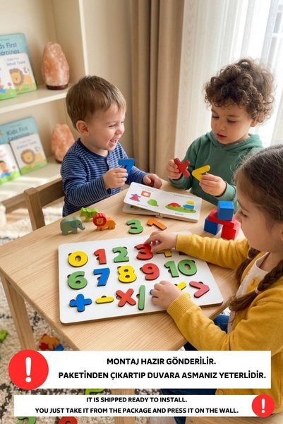 Dekorvin Ahşap Eğitici Sayılar Bul Tak Oyuncak Seti - Okul Öncesi Rakam Öğren...