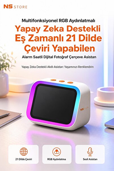 NS Store Yapay Zeka Destekli 21 Dilde Çeviri Özellikli RGB Aydınlatmalı Akıll...
