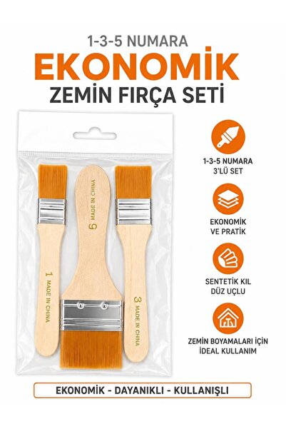 Artdesign Economical Floor Brush Set 3-Piece Yellow Bristle 1-3-5