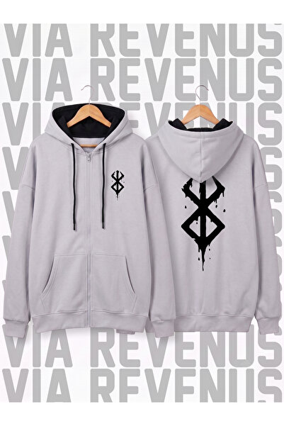 Vordevia Berserker Front and Back Printed Unisex Zipper Hooded Sweatshirt Car...