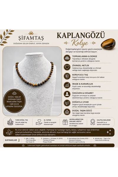 ŞİFAMTAŞ Cheetah's Eye Natural Stone Necklace