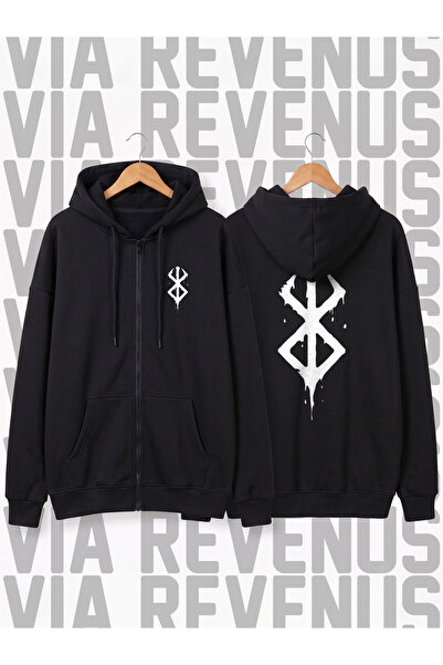Vordevia Berserker Front and Back Printed Unisex Zipper Hooded Sweatshirt Car...