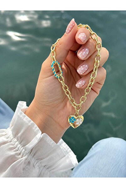 FASHİON JEWELRY Charmlı, Kalp , Yonca ve Zincir Detaylı Premium Özel Seri Alt...