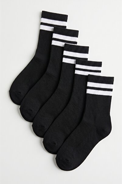 the mr east Double Striped 5-Piece Men's Sock Set Cotton College Style Daily ...