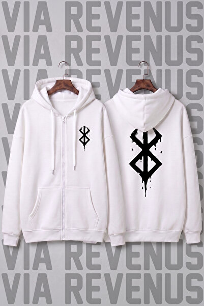 Vordevia Berserker Front and Back Printed Unisex Zipper Hooded Sweatshirt Car...