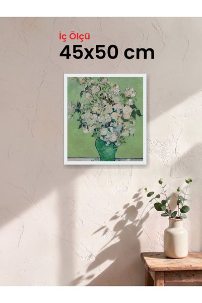 HARS Slim İnce Profil Beyaz Çerçeve 45 x 50 cm Camlı