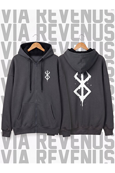 Vordevia Berserker Front and Back Printed Unisex Zipper Hooded Sweatshirt Car...