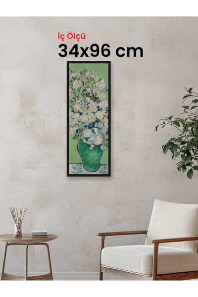 HARS Slim İnce Profil Siyah Çerçeve 34 x 96 cm Şeffaf Korumalı PVC