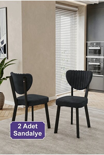İLİNA 2 Adet Elma Sandalye Baby Face Kumaş Metal Iskelet Mutfak Yemek Masası ...