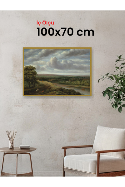 HARS Slim İnce Profil Altın Çerçeve 100 x 70 cm Şeffaf Korumalı PVC