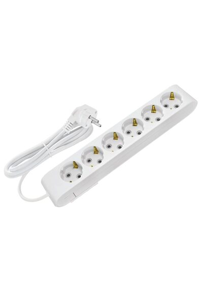 OEM Prelungitor 6 locasuri, Lungime 5 m, Alb, Schuko, IP20