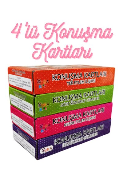 Yuka Kids 4'lü Konuşma Kartları & Yer Eylem İlişkisi & Dört Sözcüklü Cümleler...
