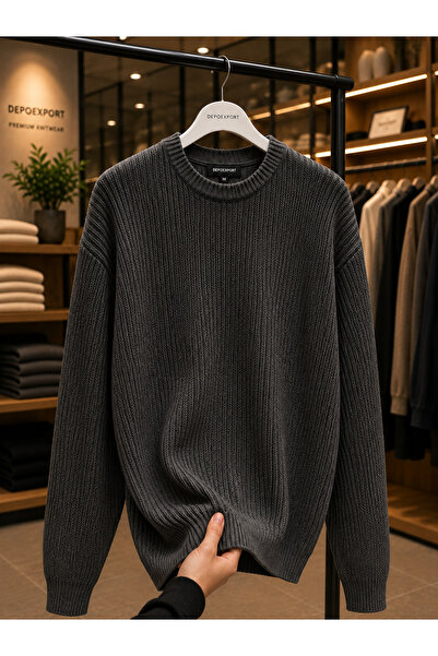 DepoExport Women's Premium Oversize Soft Crew Neck Knitwear Sweater