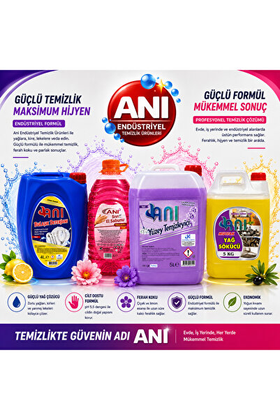 Anı Bulaşık Deterjanı 4 L , Sıvı El Sabunu 3 L , Yağ Çözücü 5 L , Yüzey Temiz...