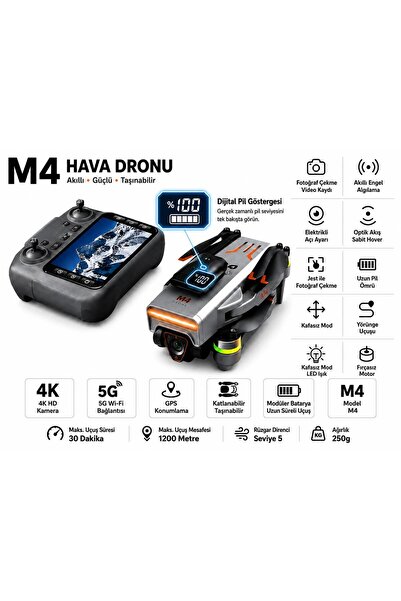 ATLT ATLANTİS M4 HAVA DRONU DİJİTAL ŞARJ GÖSTERGELİ KAFASIZ MOD YÖRÜNGEDE UÇU...