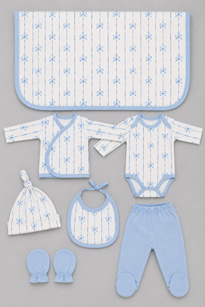 My Babies Label Yenidoğan Fiyonk Desenli 7 Parça Hastane Çıkışı Bebek Seti – ...