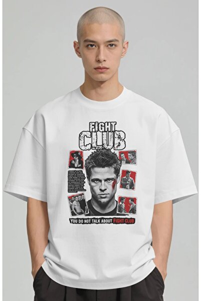 SEVBANO Tricou premium oversize unisex cu imprimeu film Fight Club Tyler Durden