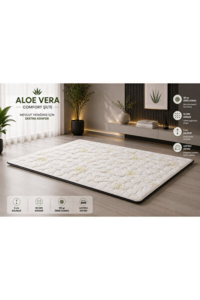Yıldırım Yatak Aleovera 5cm Sünger Şilte 140x200 Yatak Pedi Topper Yer Yatağı