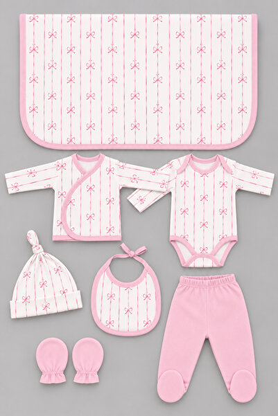 My Babies Label Newborn Bowknot Patterned 7-Piece Hospital-Issued Baby Set – ...