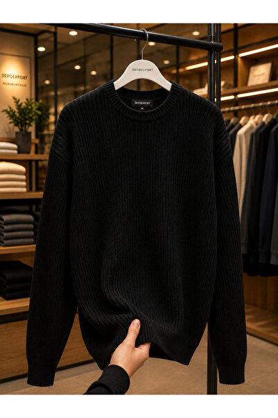 DepoExport Women's Premium Oversize Soft Crew Neck Knitwear Sweater