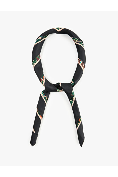 Koton Geometric and Botanical Patterned Satin Square Scarf Bandana